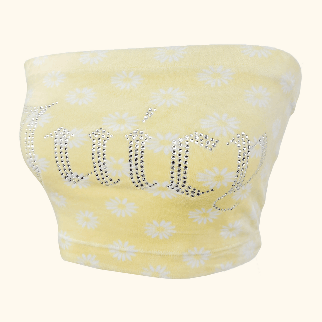 Juicy Couture Yellow Daisy Sparkle Bandeau Top - Size Small Juicy Couture