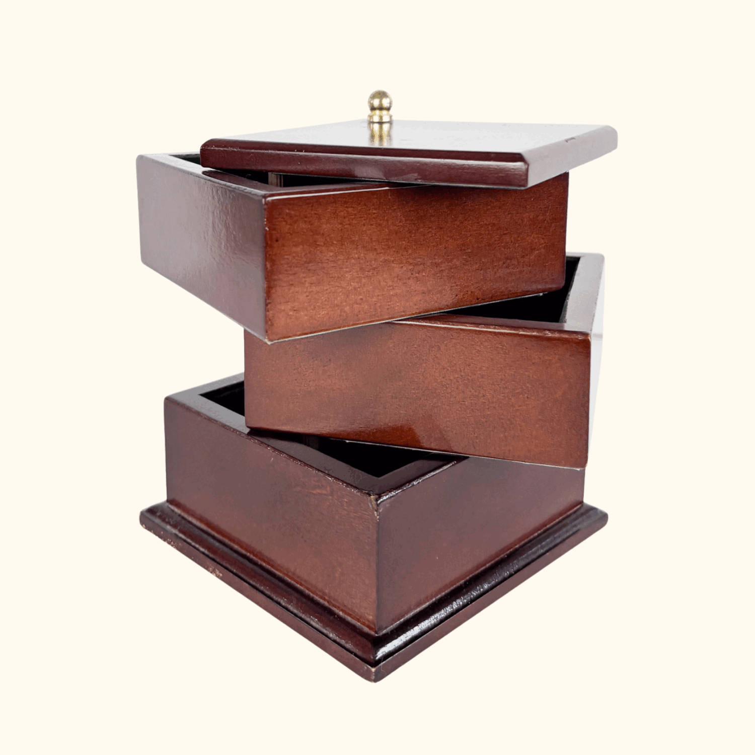3-Tier Wood Swivel Jewellery Box Sunshine Thrift