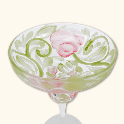 Rose Floral Margarita Glasses - Set of 2