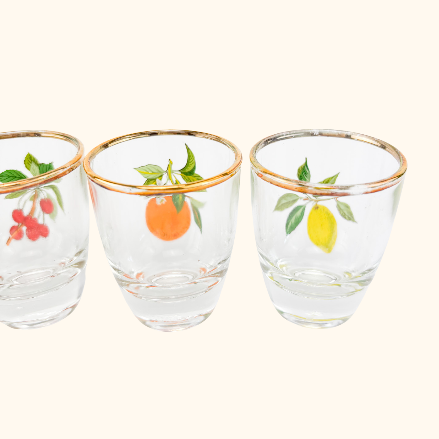 1950s French Vintage Glass Shot Glasses Set Sunshine Thrift