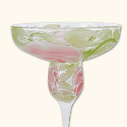 Rose Floral Margarita Glasses - Set of 2