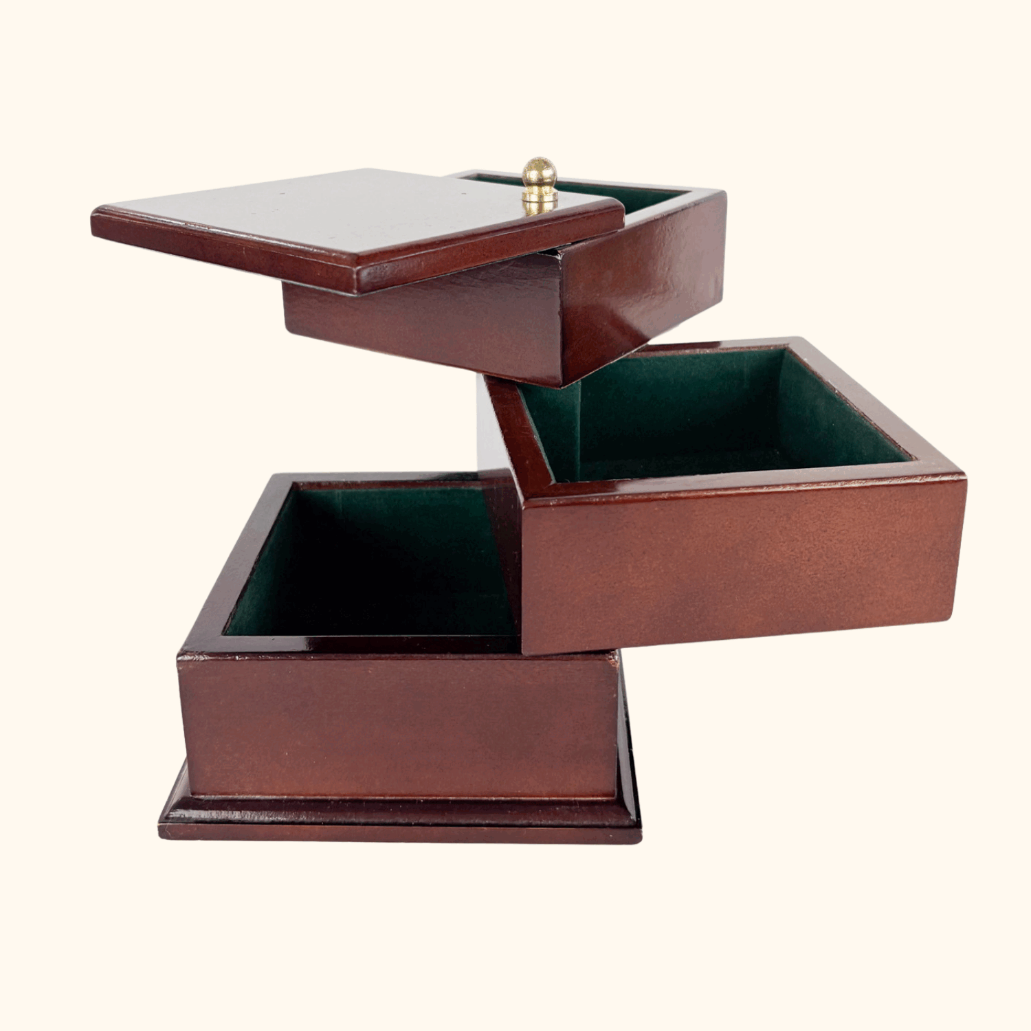 3-Tier Wood Swivel Jewellery Box Sunshine Thrift