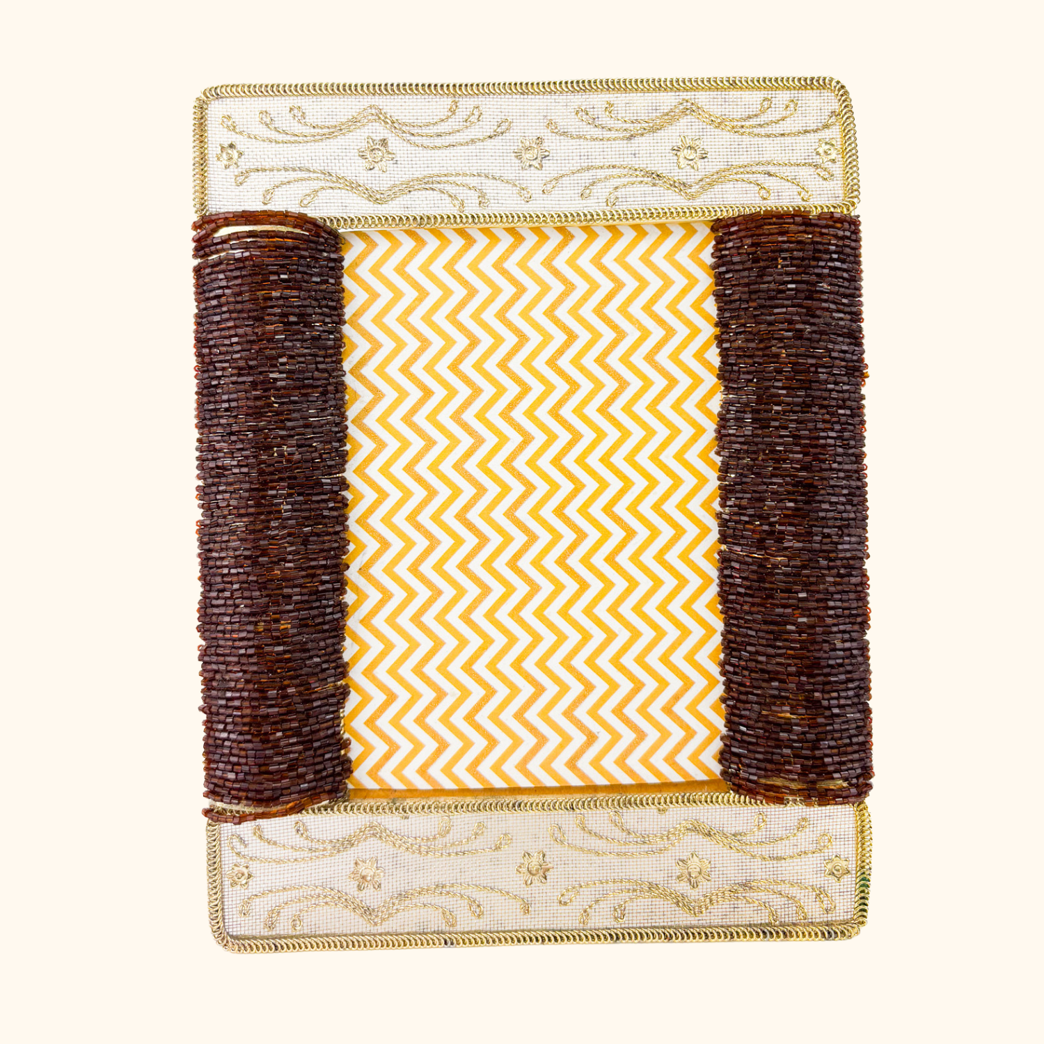 Gold Beaded Metal Picture Frame 4x6inch Sunshine Thrift