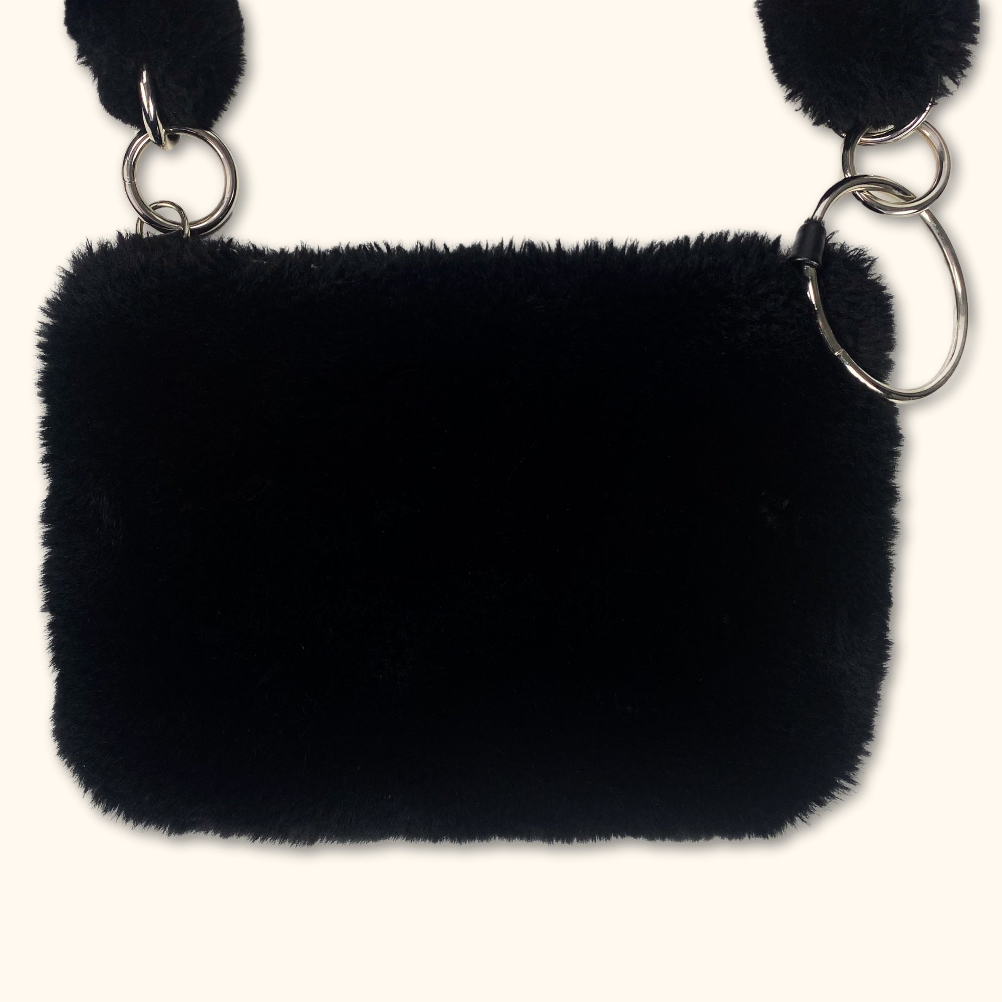 Topshop Black Faux Fur Shoulder Bag -  - Bags