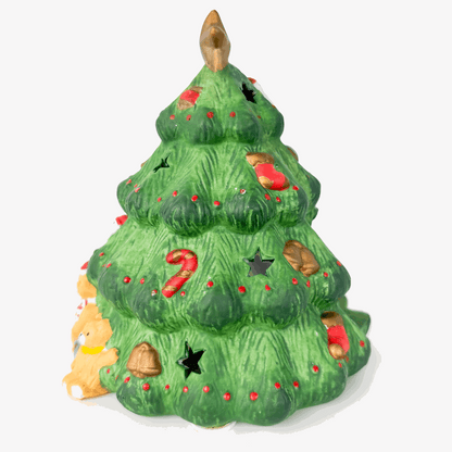 Vintage Christmas Tree Ceramic Tea Light Candle Holder Boxed Sunshine Thrift