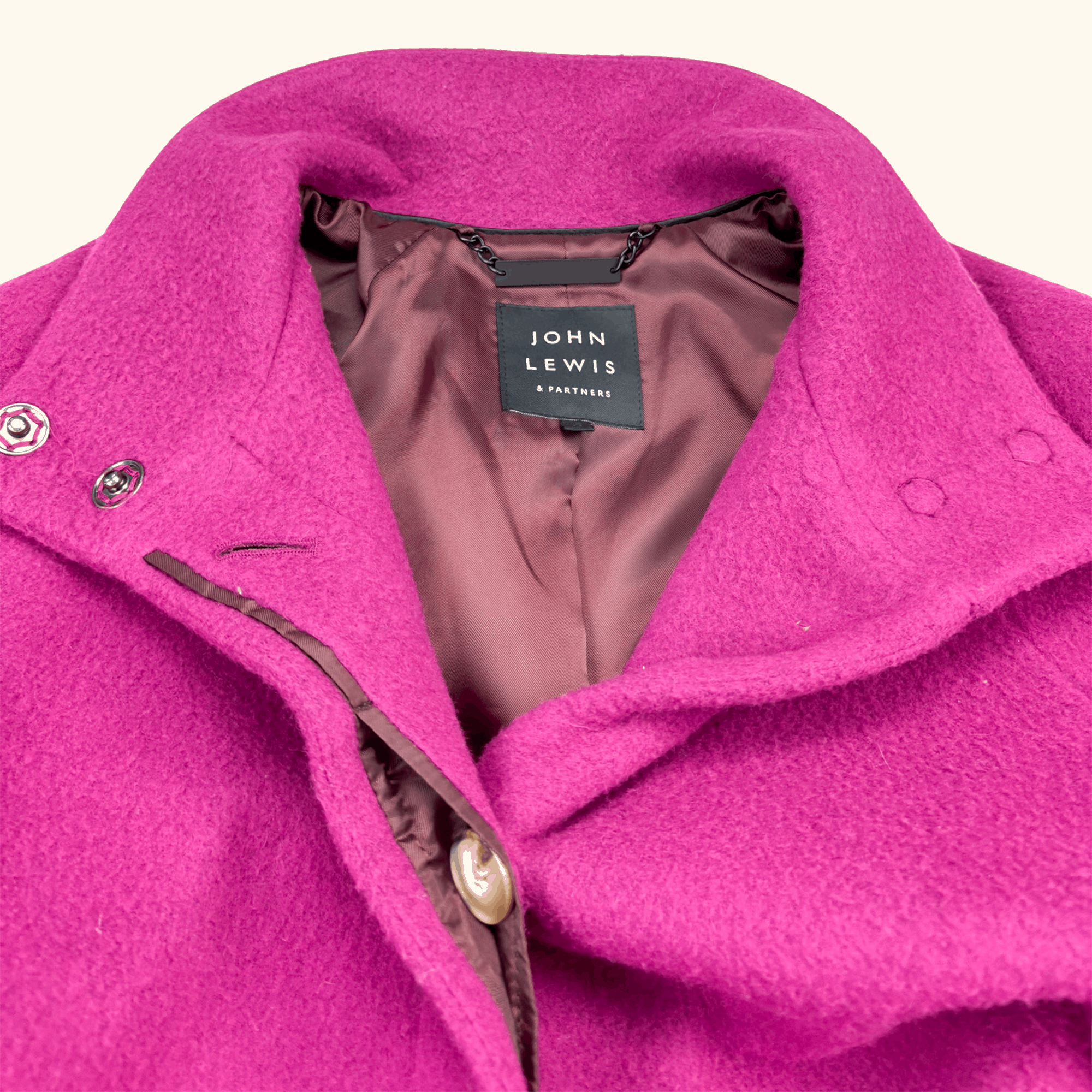 John Lewis Pink Wool Blend Swing Coat - Size 10 John Lewis