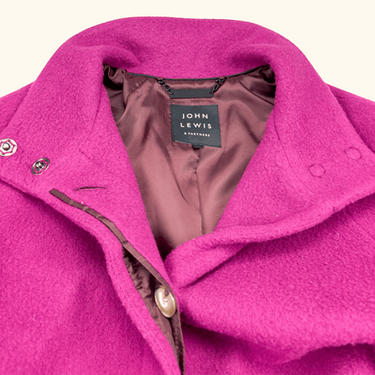 John Lewis Pink Wool Blend Swing Coat - Size 10 John Lewis