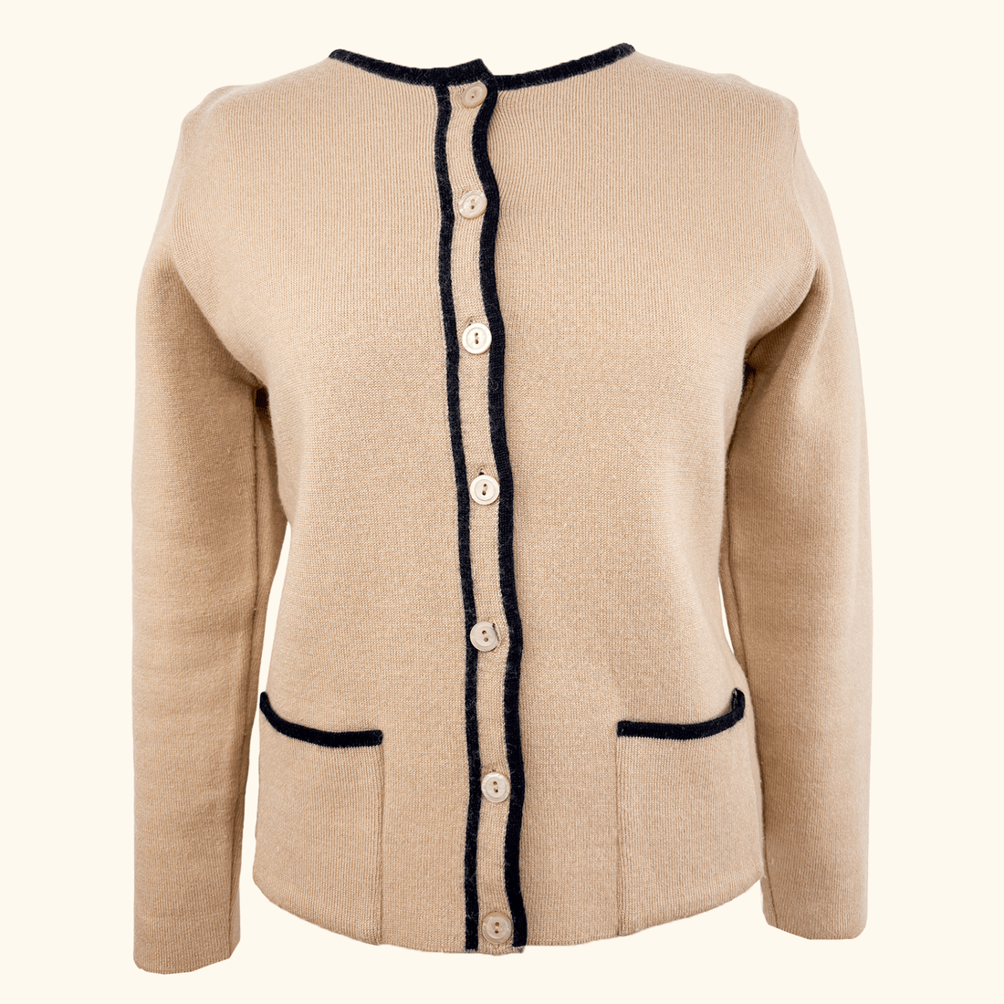 Vintage M&amp;S St Michael Wool Blend Beige Cardigan - Size 14