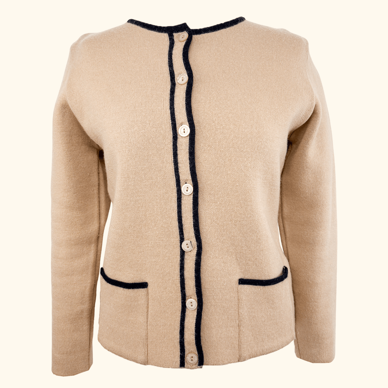 Vintage M&amp;S St Michael Wool Blend Beige Cardigan - Size 14