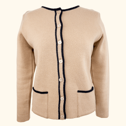 Vintage M&amp;S St Michael Wool Blend Beige Cardigan - Size 14