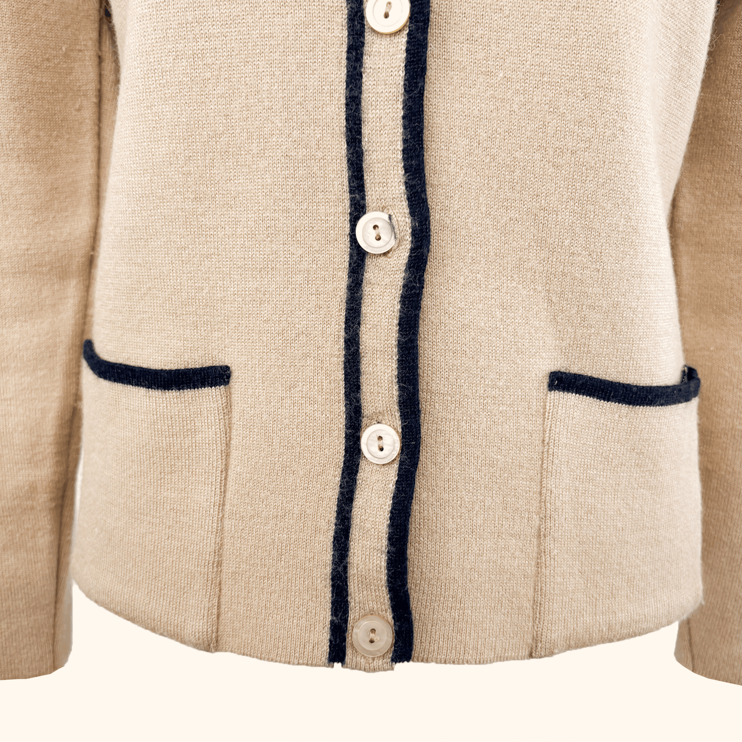 Vintage M&amp;S St Michael Wool Blend Beige Cardigan - Size 14