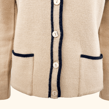 Vintage M&amp;S St Michael Wool Blend Beige Cardigan - Size 14