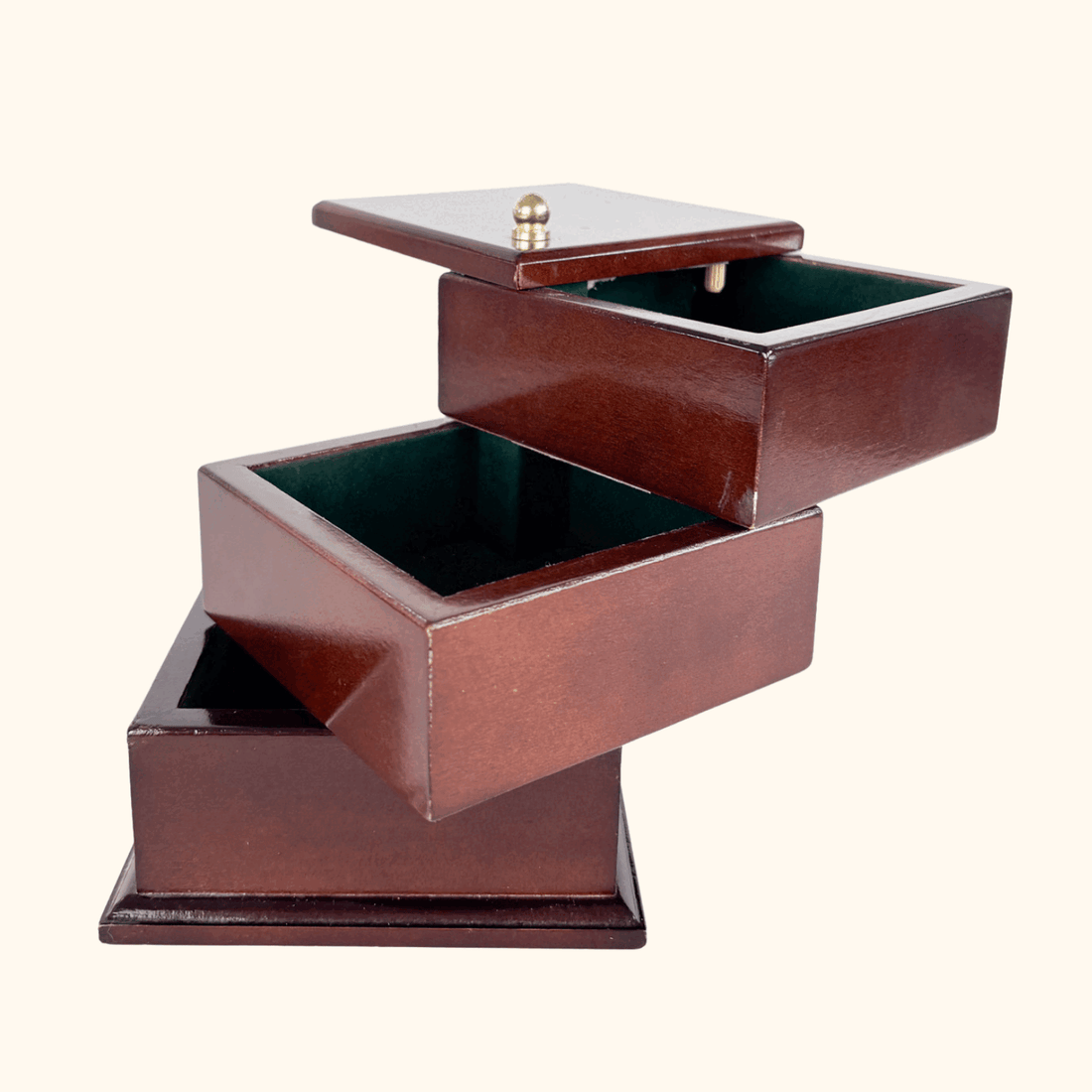 3-Tier Wood Swivel Jewellery Box Sunshine Thrift