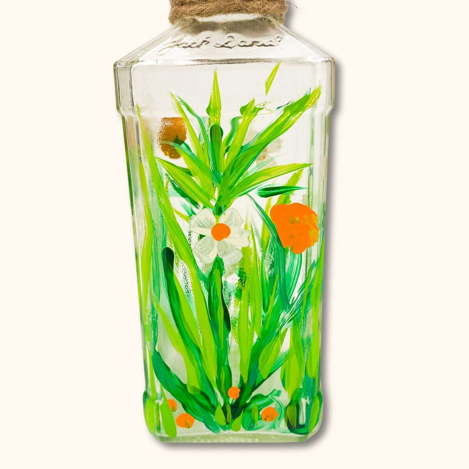 Floral Hand Painted Glass Bottles - Small -  - Decoration