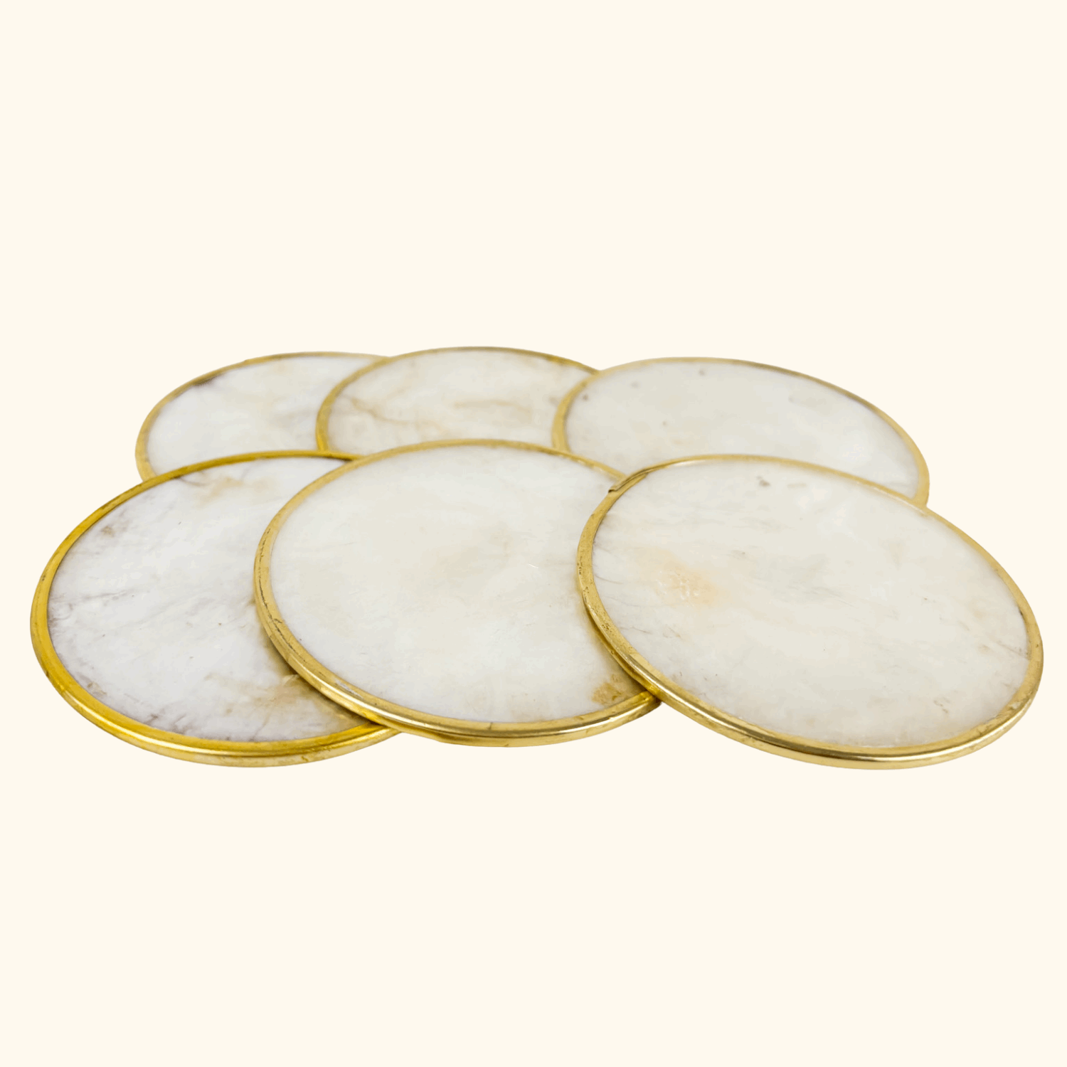 Vintage Capiz Shell Round Coasters - Set of 6 Sunshine Thrift