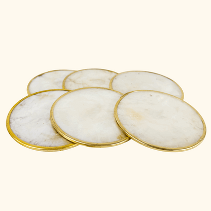 Vintage Capiz Shell Round Coasters - Set of 6 Sunshine Thrift