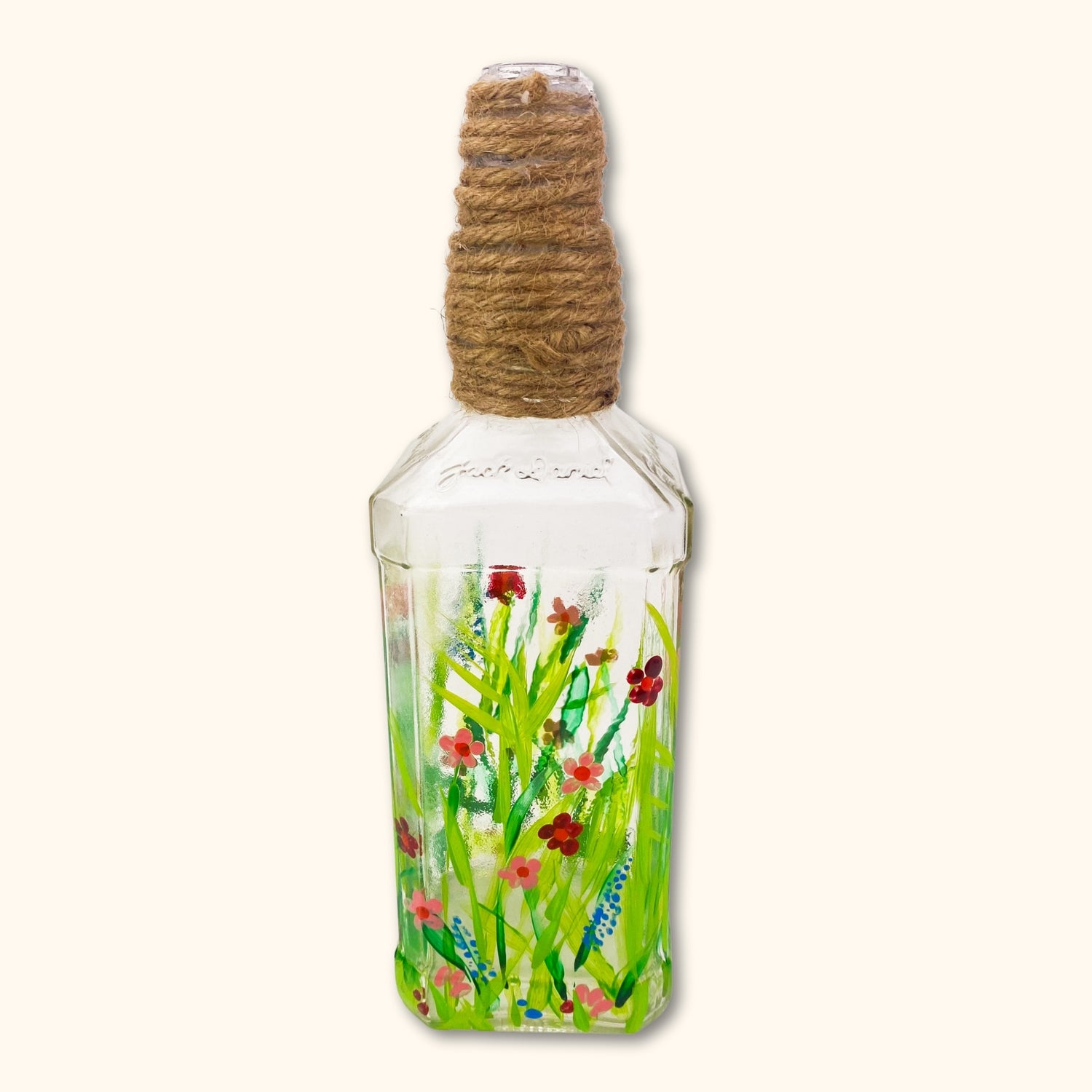 Floral Hand Painted Glass Bottles - Large -  - Decoration