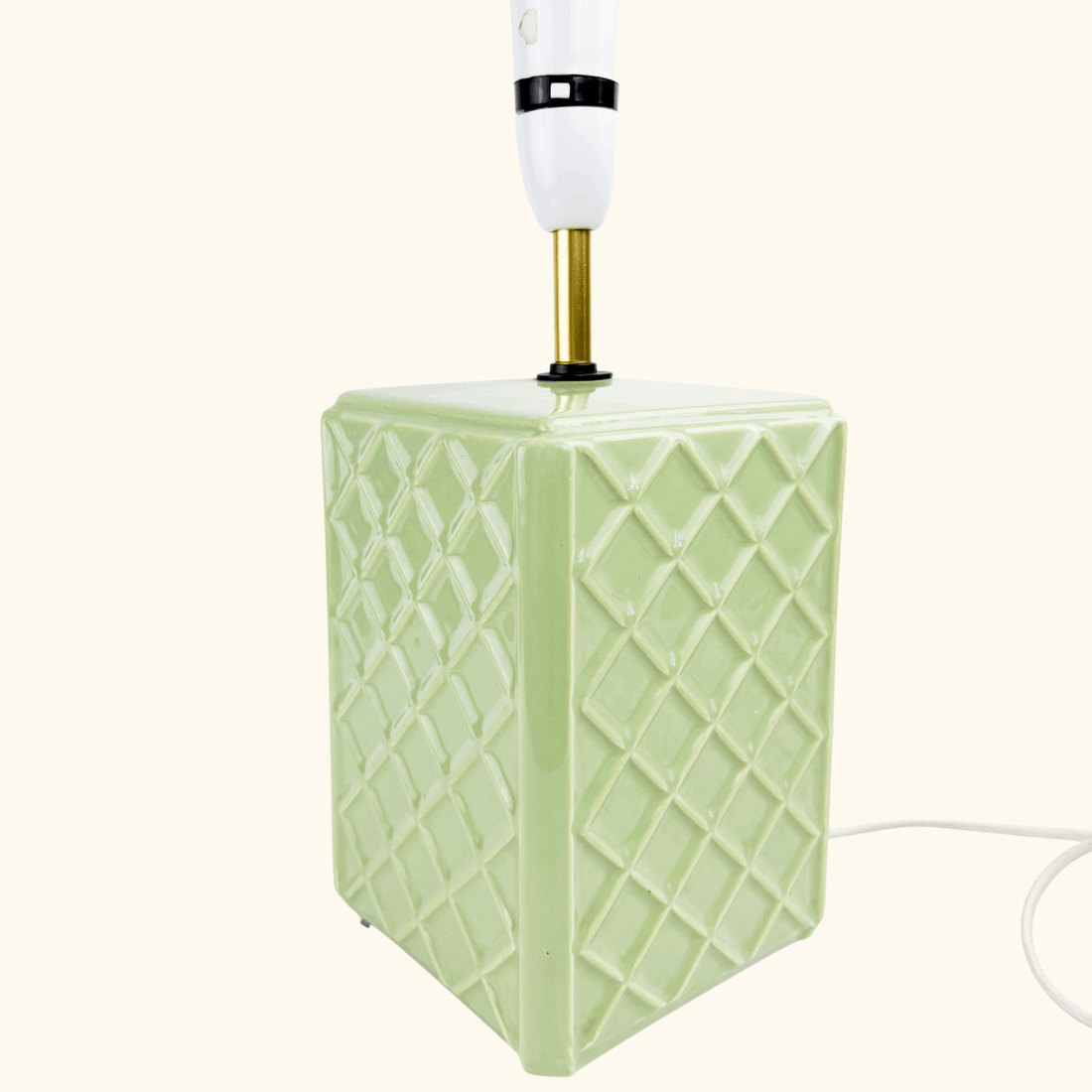 Vintage Green Geometric Ceramic Table Lamp Base Sunshine Thrift