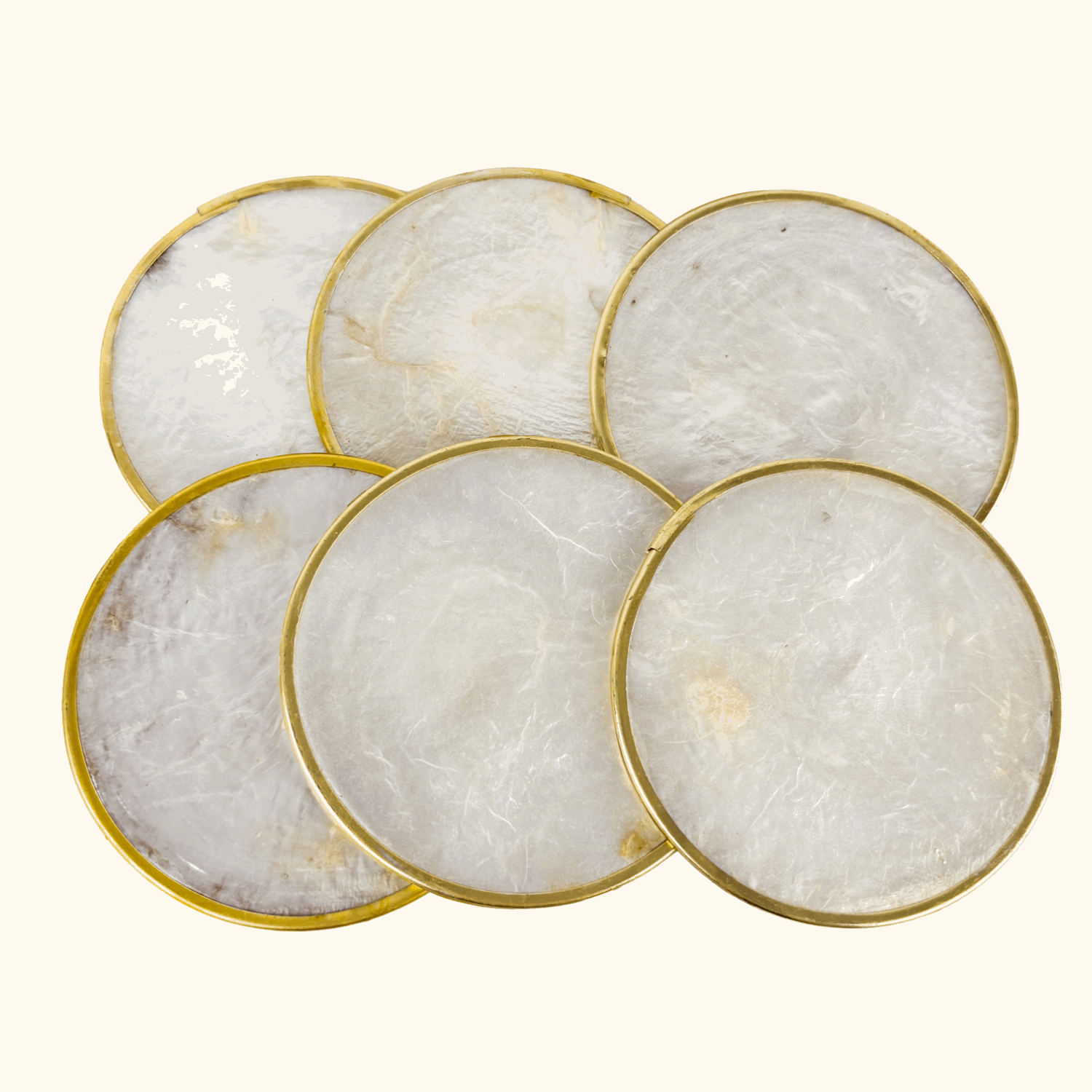 Vintage Capiz Shell Round Coasters - Set of 6 Sunshine Thrift