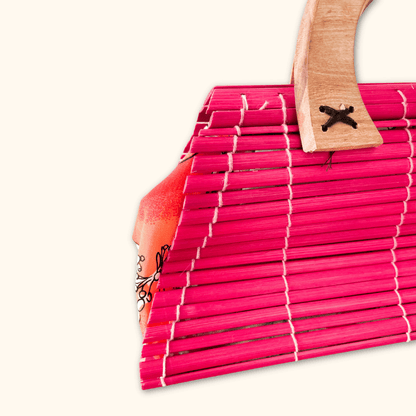 Hot Pink Retro Wooden Bag