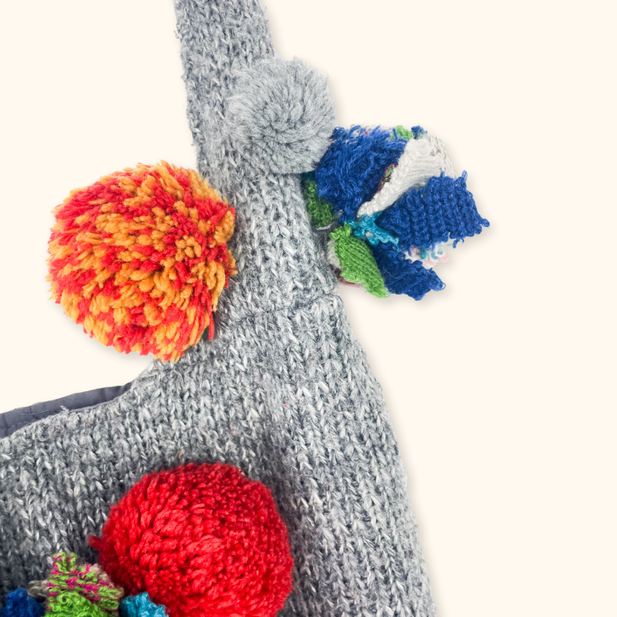 Zara Multicoloured Grey Bobble Knitted Slouch Bag