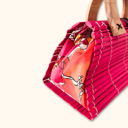 Hot Pink Retro Wooden Bag