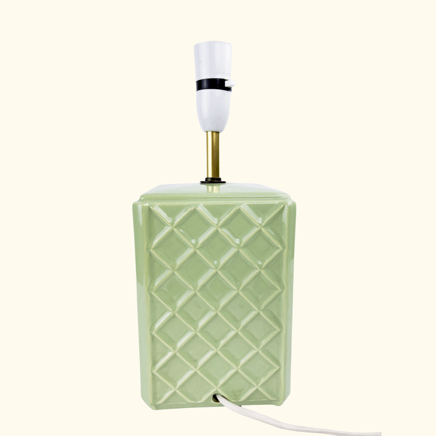 Vintage Green Geometric Ceramic Table Lamp Base Sunshine Thrift