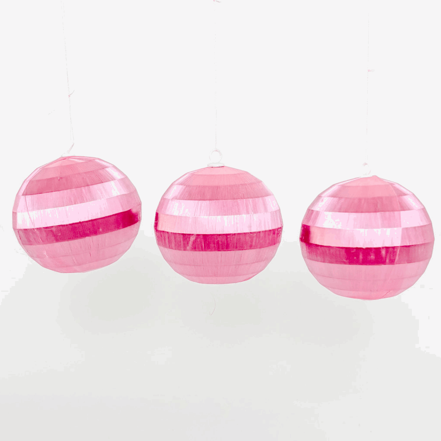 Vintage Woolworths Pink Silk Spun Baubles Set of 6 Woolworths