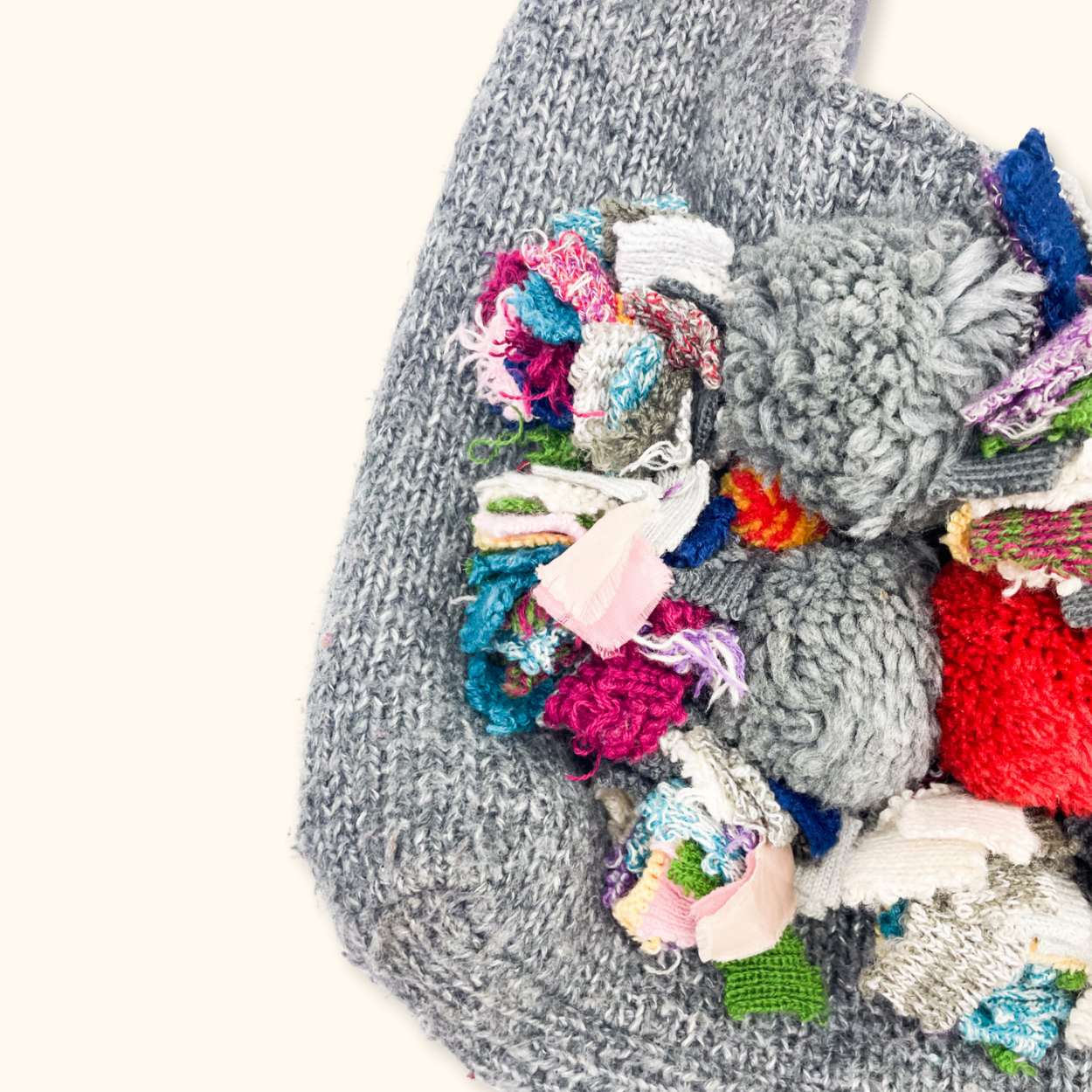 Zara Multicoloured Grey Bobble Knitted Slouch Bag