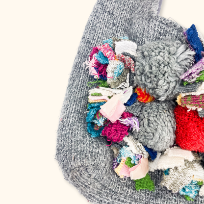 Zara Multicoloured Grey Bobble Knitted Slouch Bag