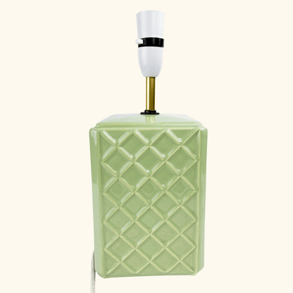 Vintage Green Geometric Ceramic Table Lamp Base Sunshine Thrift