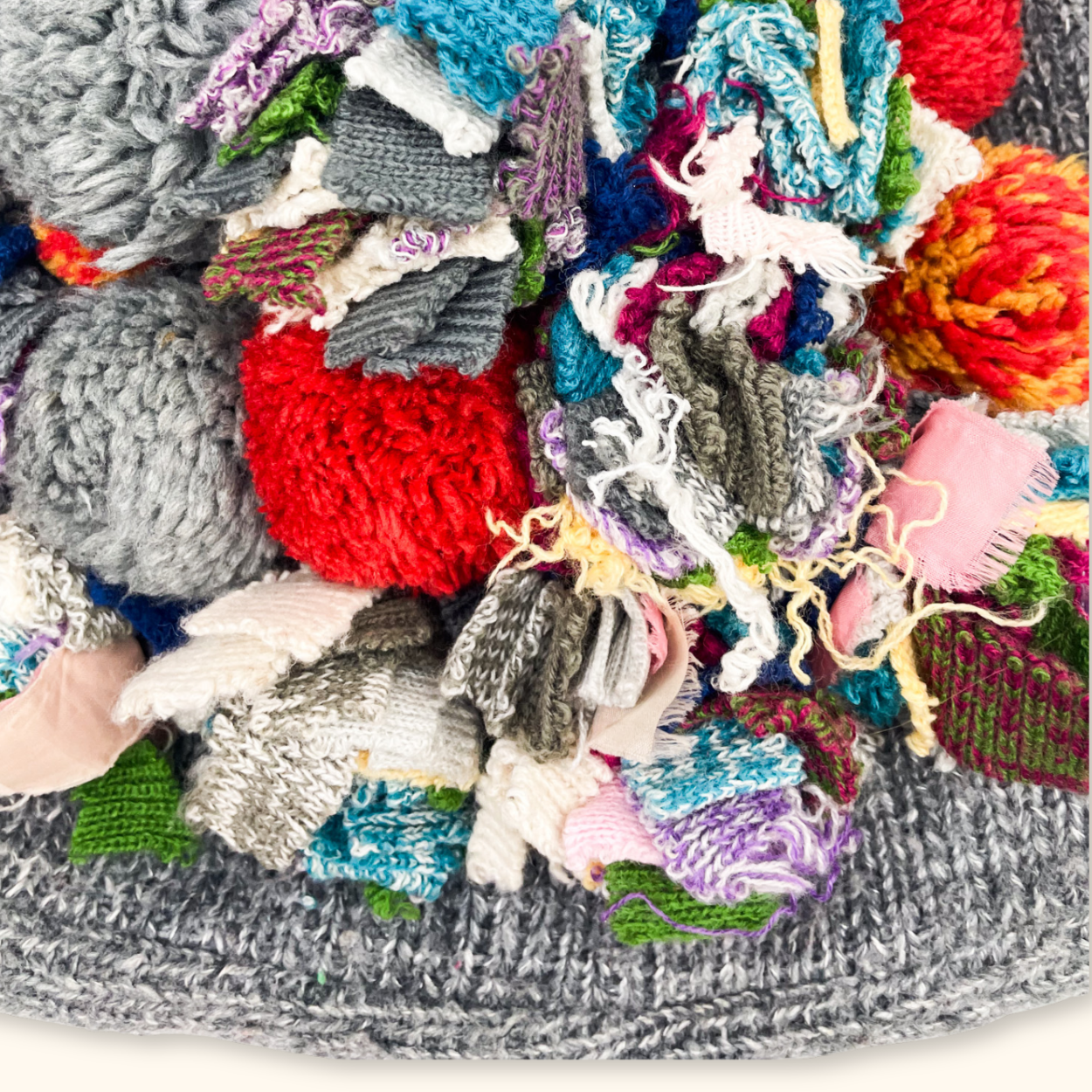 Zara Multicoloured Grey Bobble Knitted Slouch Bag