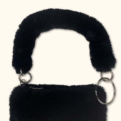 Topshop Black Faux Fur Shoulder Bag -  - Bags