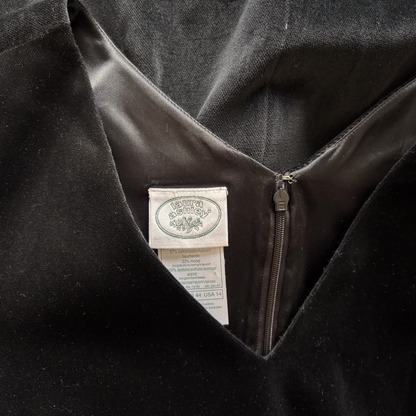 Laura Ashley Black Velvet Embroidered Short Dress - Size 18 Laura Ashley