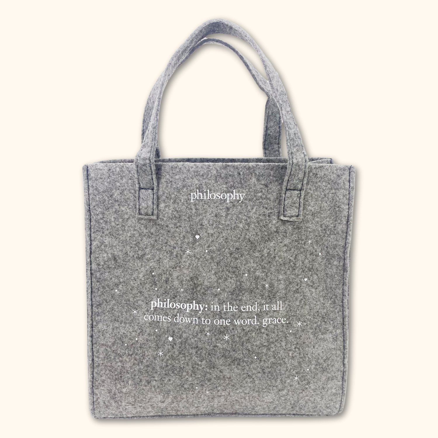 Philosophy Grey Small Tote Bag