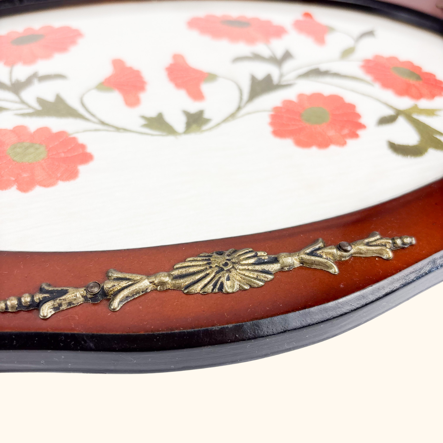 Daisy Floral Embroidery Wood Serving Tray -  - Trays
