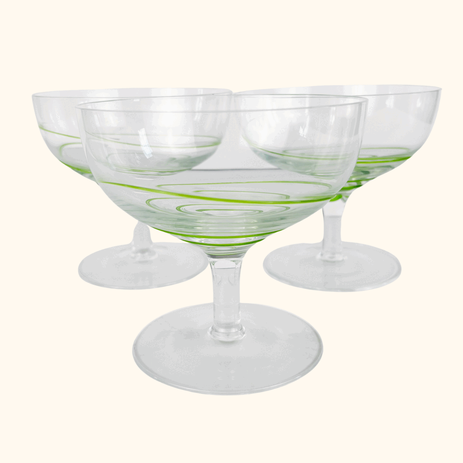 Green Swirl Dessert Bowls Set of 3 Sunshine Thrift