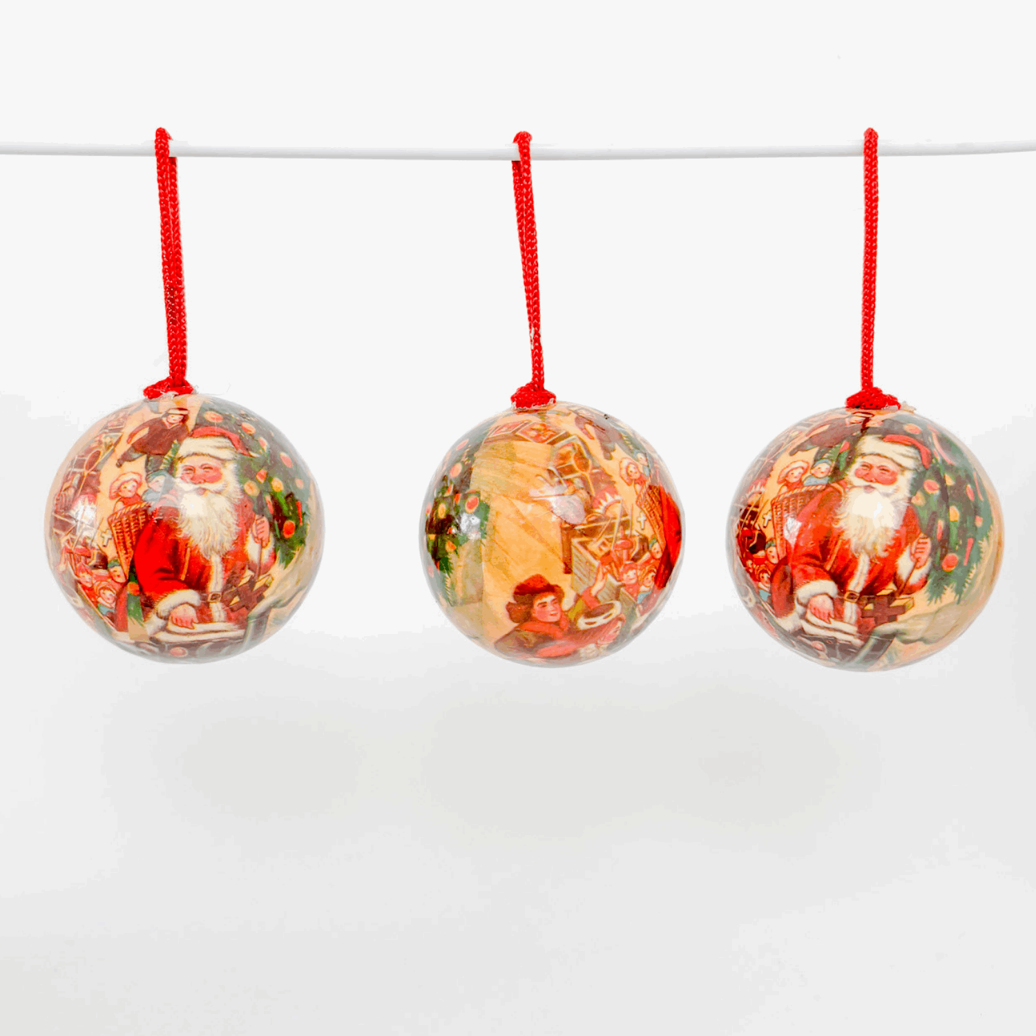 Vintage Paper Mache Victorian Style Christmas Baubles Set of 8 Sunshine Thrift