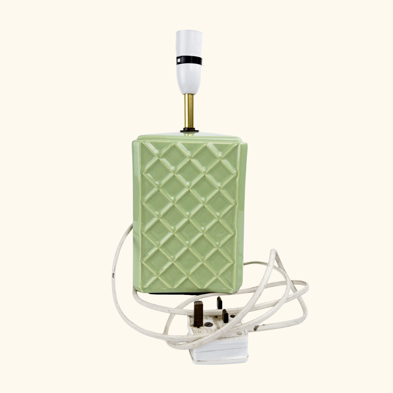 Vintage Green Geometric Ceramic Table Lamp Base Sunshine Thrift