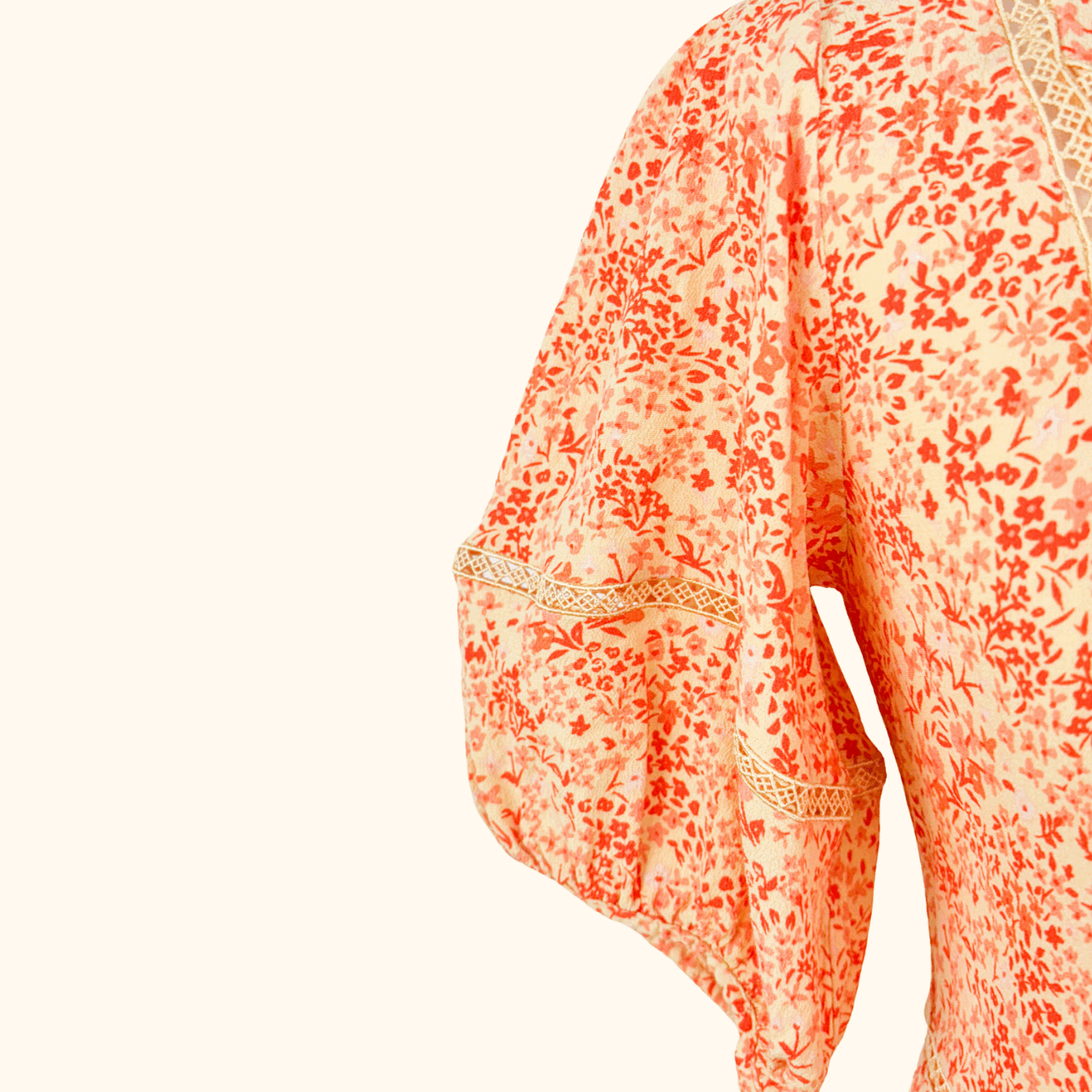 Oliver Bonas Orange Ditsy Floral Midi Dress - Size 10 Oliver Bonas