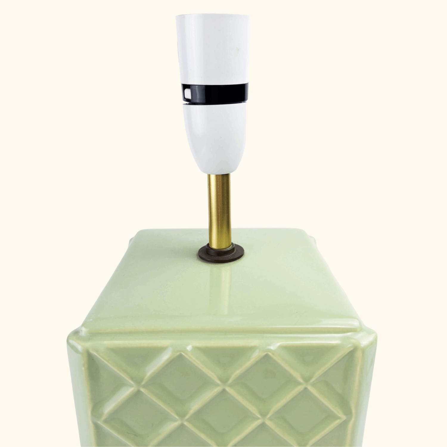 Vintage Green Geometric Ceramic Table Lamp Base Sunshine Thrift