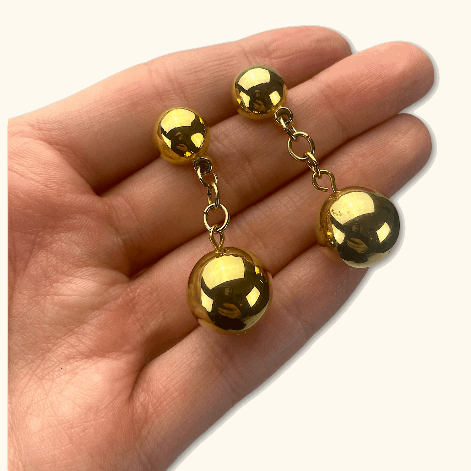 Gold Tone Hanging Stud Earrings - Sunshine Thrift - Jewellery