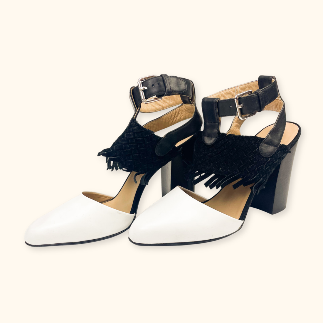 Belstaff Black and White Block Heels - Size 4