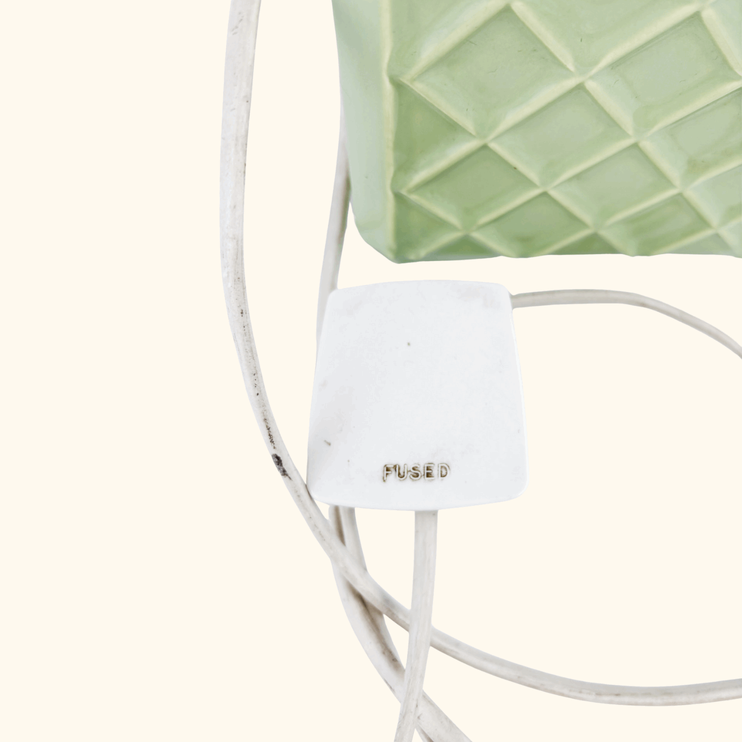 Vintage Green Geometric Ceramic Table Lamp Base Sunshine Thrift