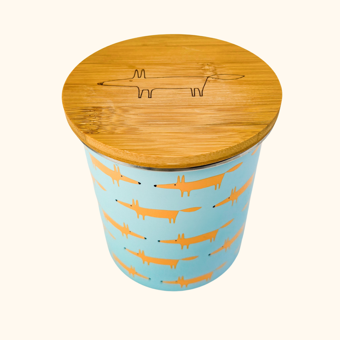 Scion Mr Fox Blue Metal Storage Jar Scion