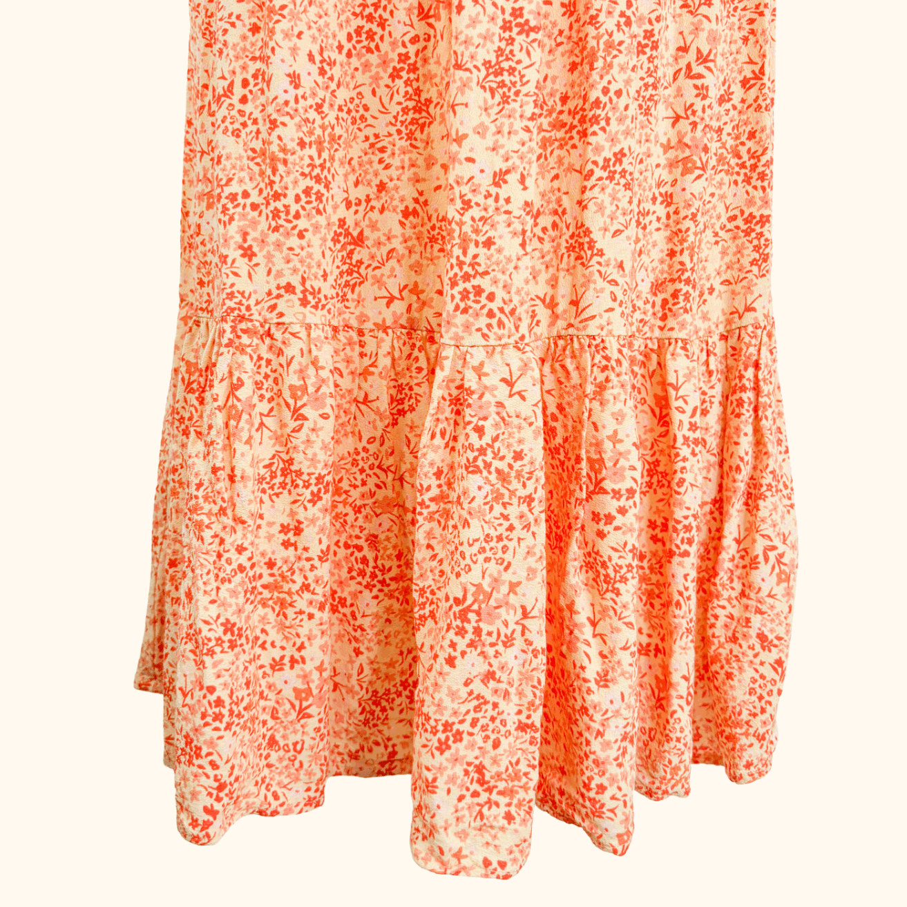 Oliver Bonas Orange Ditsy Floral Midi Dress - Size 10 Oliver Bonas