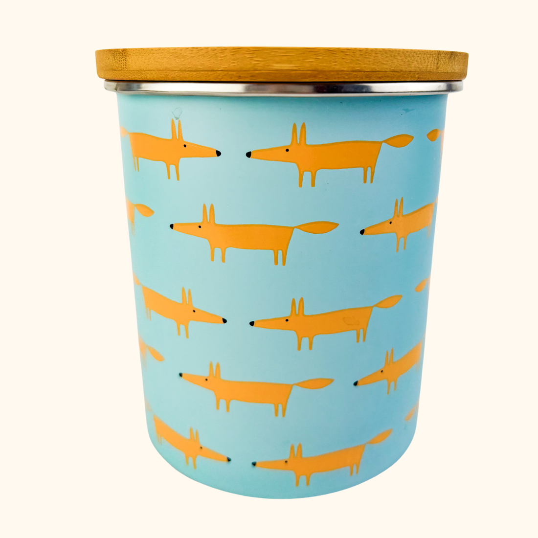 Scion Mr Fox Blue Metal Storage Jar Scion