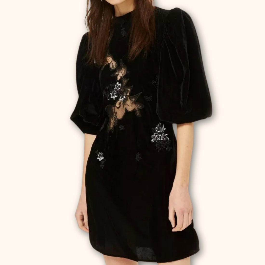 Topshop Black Velvet Cut Out Dress - Size 6 -  - Dresses