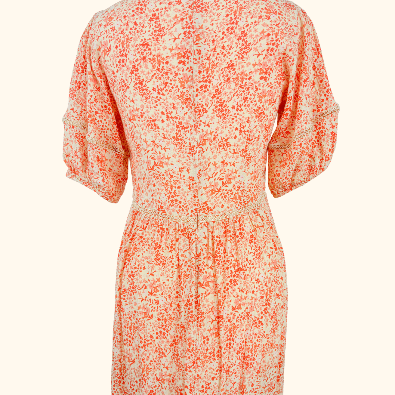 Oliver Bonas Orange Ditsy Floral Midi Dress - Size 10 Oliver Bonas