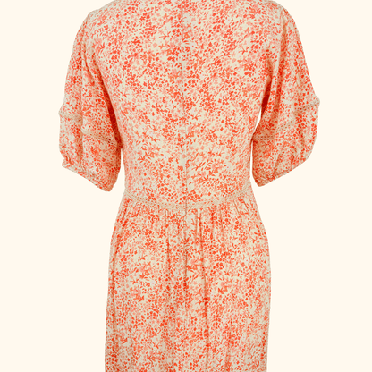 Oliver Bonas Orange Ditsy Floral Midi Dress - Size 10 Oliver Bonas